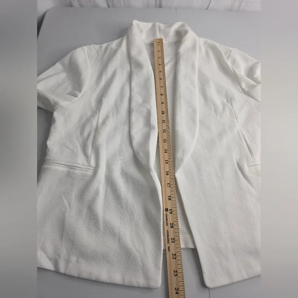 Maurices 2X Open White Blazer Ruched Sleeves Cj-3221 - Picture 7 of 11